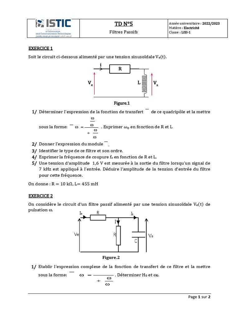 td5 Filtres | PDF