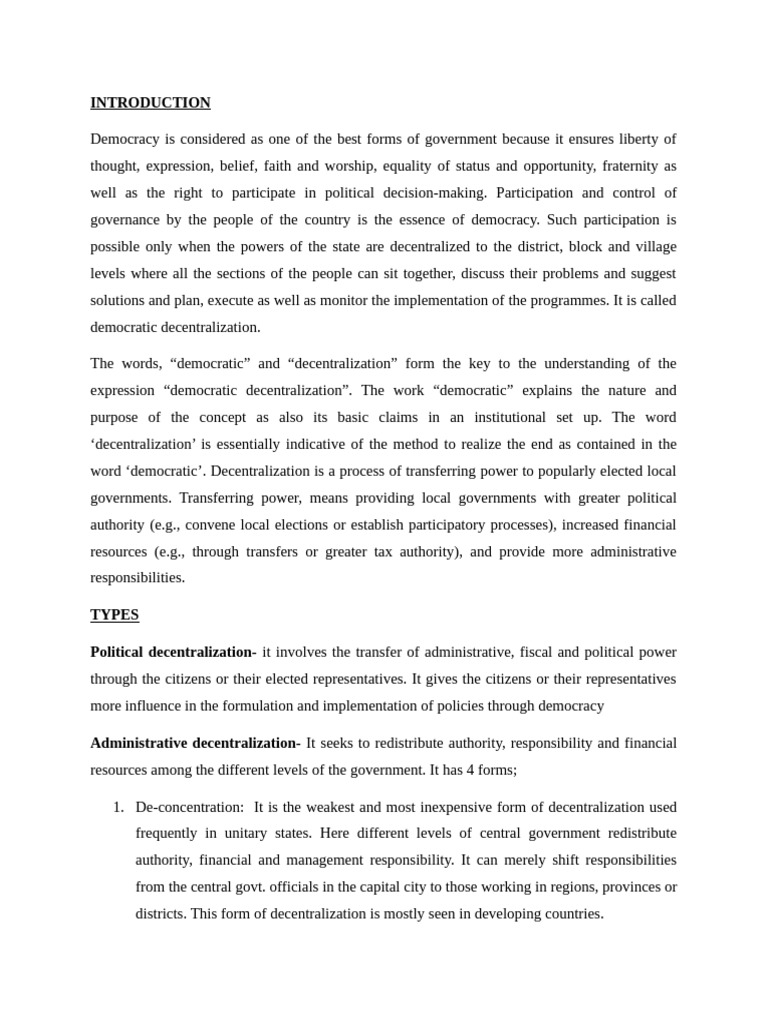 Democratic Decentralization | PDF