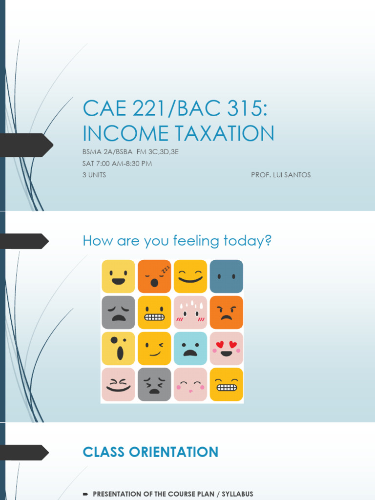 Income Taxation Class Orientation | PDF