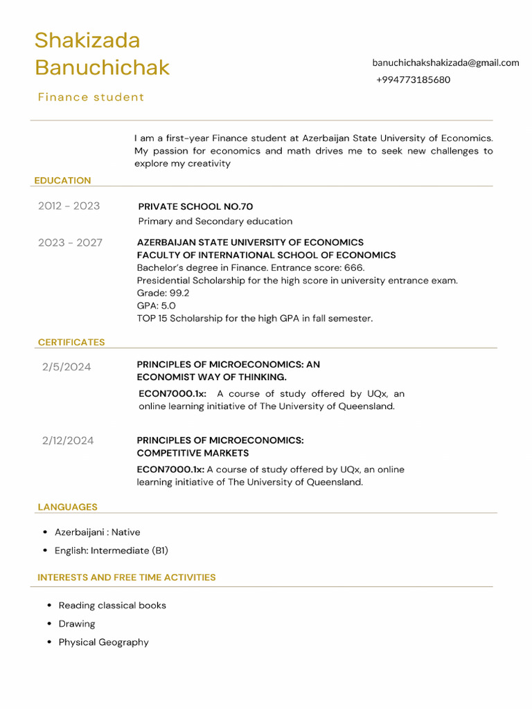 New CV in Gold | PDF