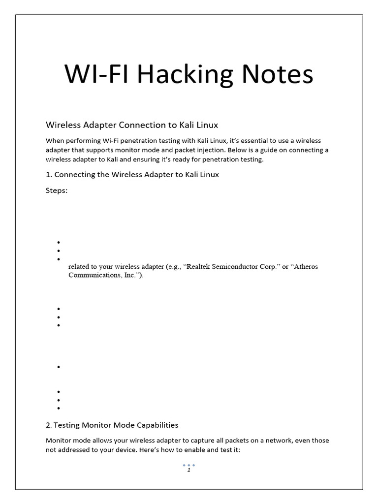 Wifi Hacking Notes | PDF