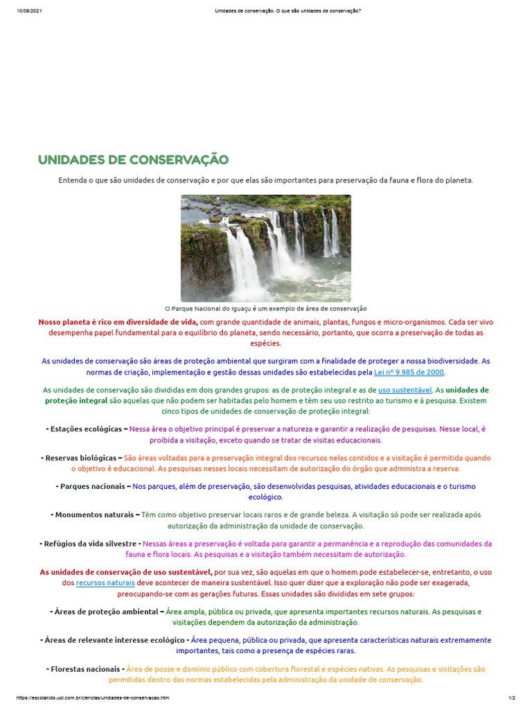 Unidades de Conservação: Conceitos e Exemplos | PDF | Biodiversidade ...