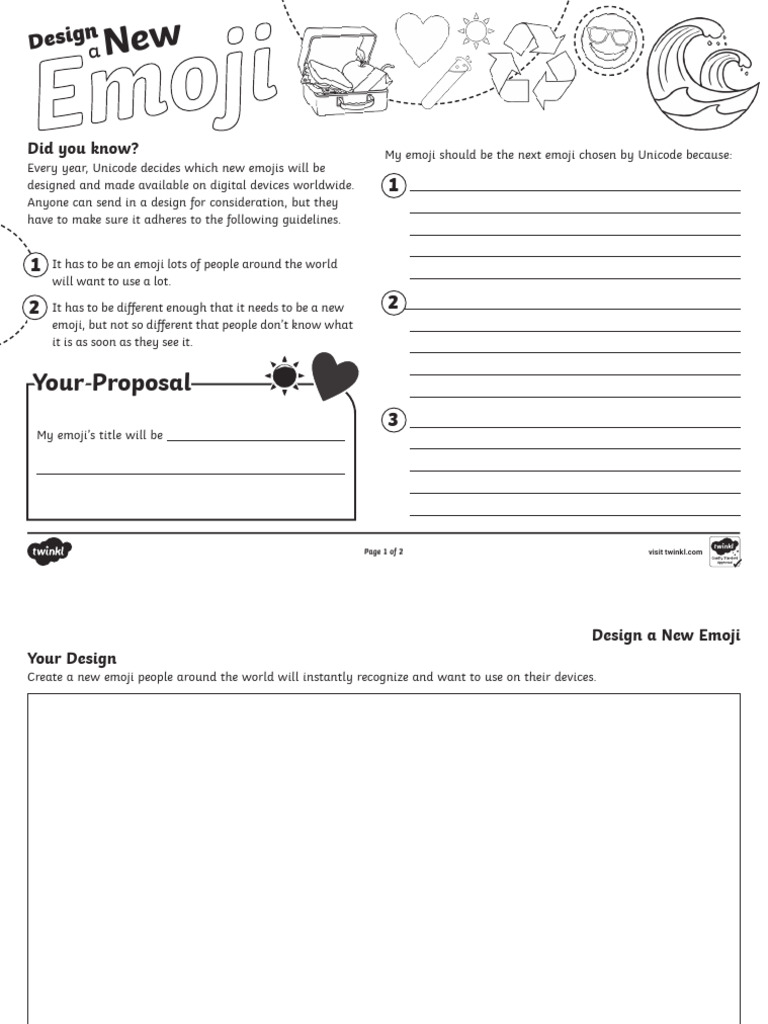 Black and White Design a New Emoji Activity | PDF