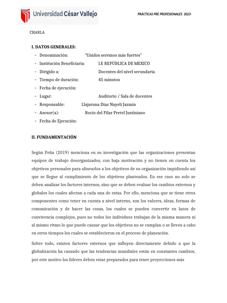 Esquema de Charla Trabajo en Equipo | PDF