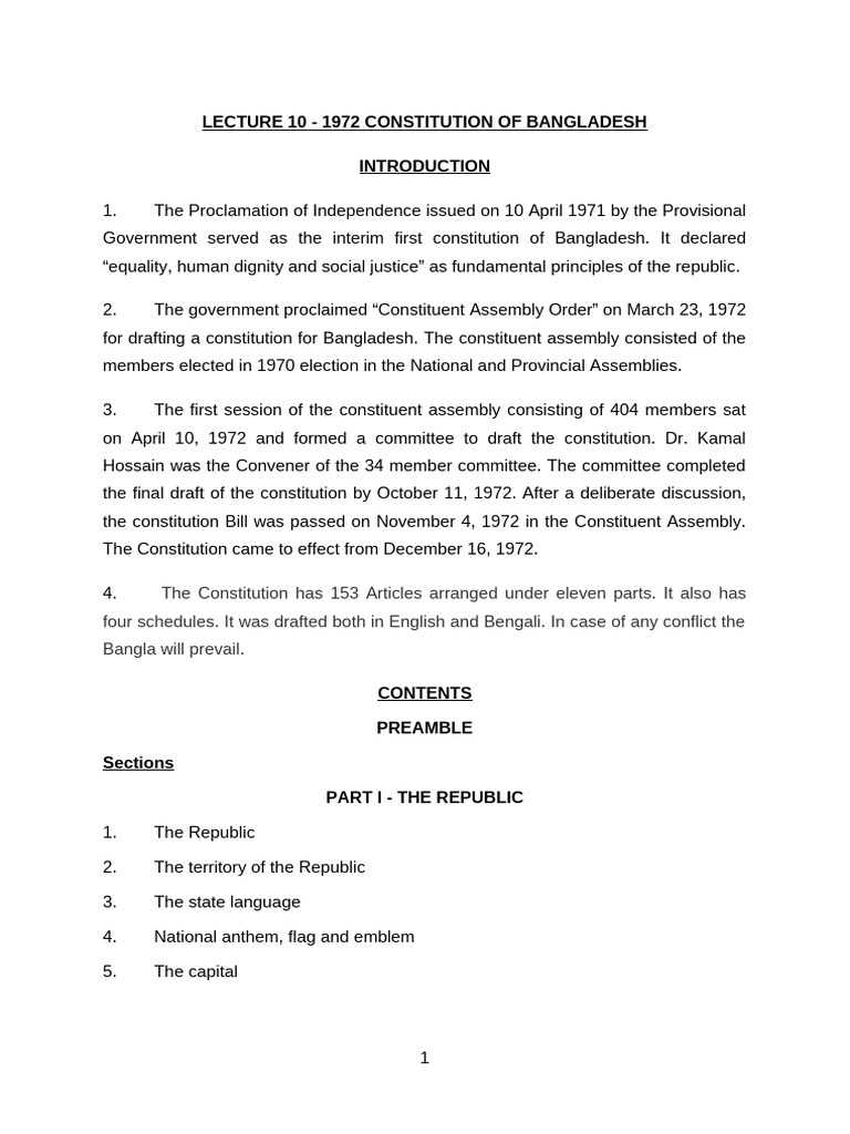 1972 Constitution of Bangladesh PDF