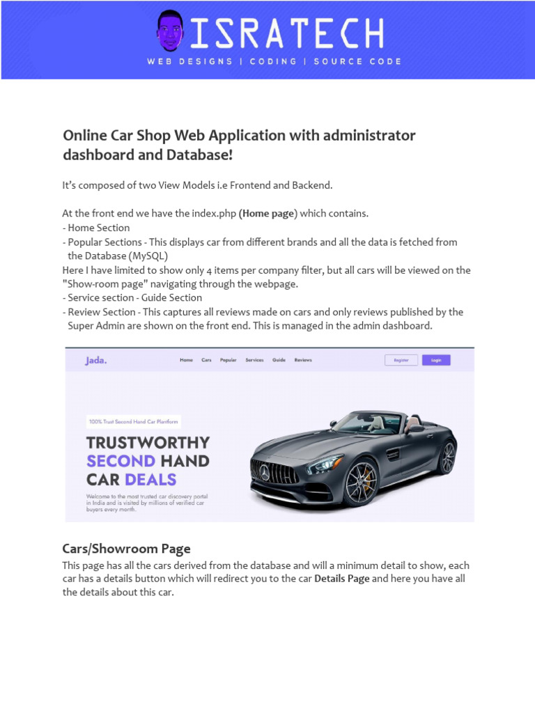 Car Shop Web Application | PDF