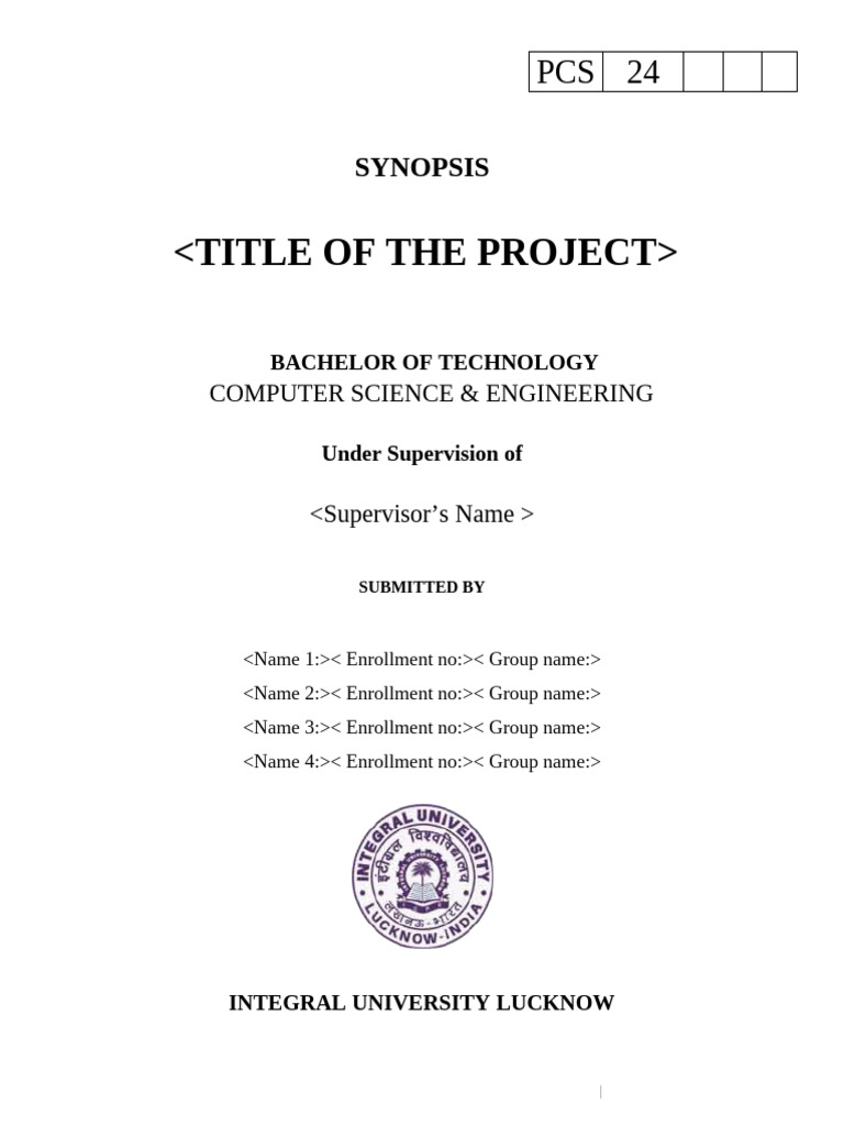 FINAL YEAR PROJECT SYNOPSIS Format 2024-2025 | PDF