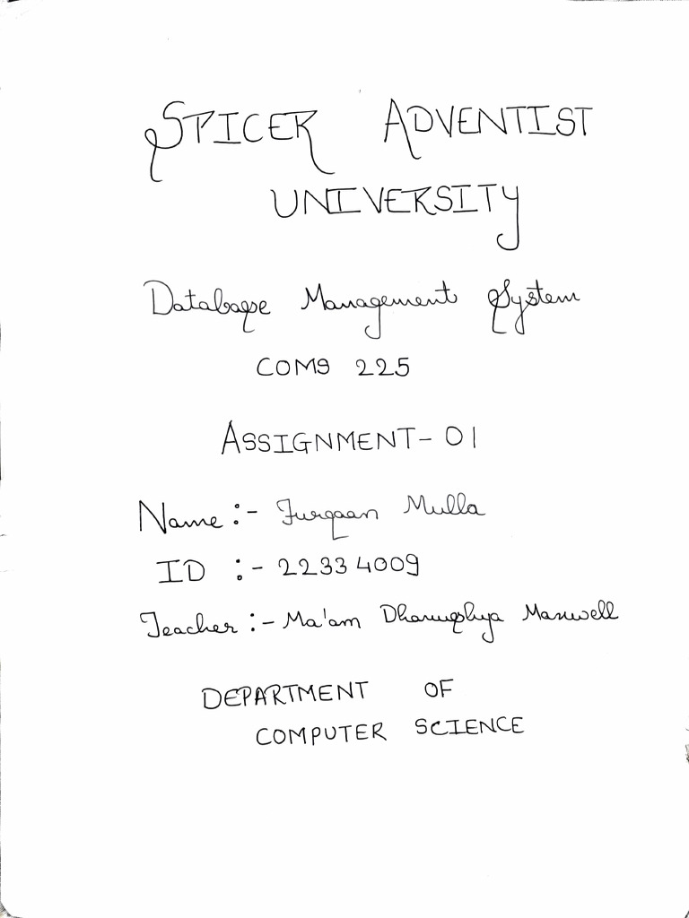 DBMS Theory Ass 1 | PDF