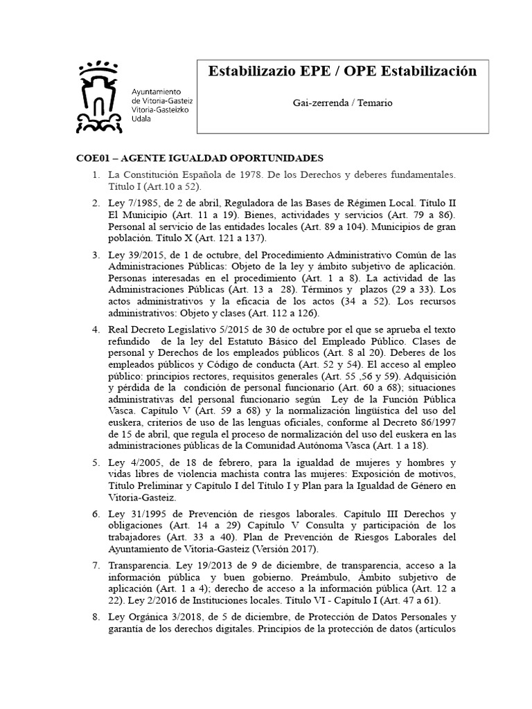 Agente de Igualdad en Vitoria-Gasteiz | PDF | Igualdad de género ...