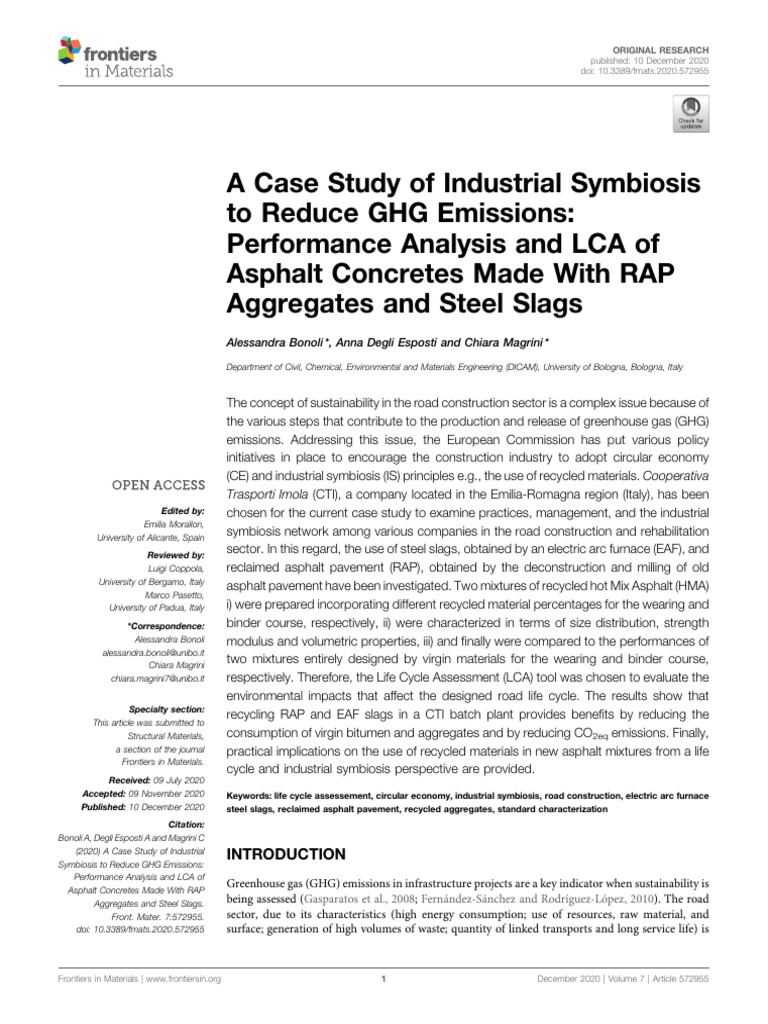 A Case Study of Industrial Symbiosis To Reduce GHG Emissions ...