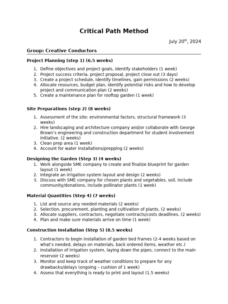 Critical path pm project time lines pdf