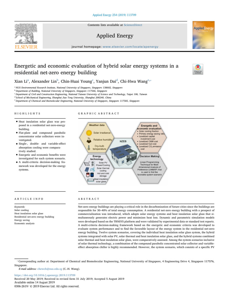 Energetic and Economic Evaluation of Hybrid Solar Energy Systems in A ...