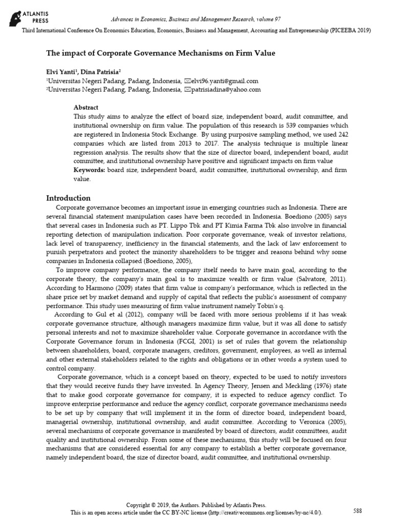 The Impact of Corporate Governance Mechanisms On Firm Value | PDF ...