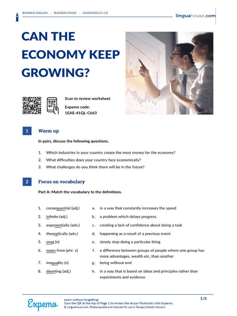 Can The Economy Keep Growing British English Teacher C1 C2 | PDF
