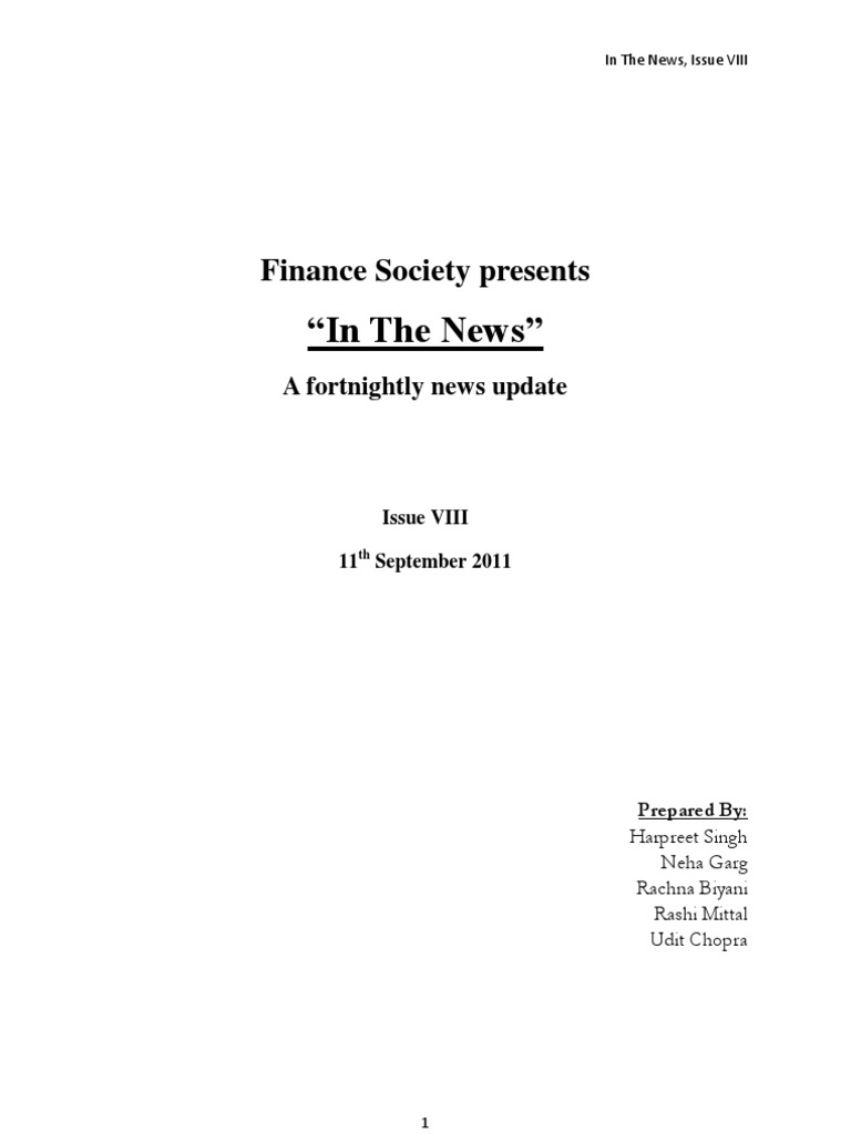 "In The News" Finance Society Presents PDF Bonds (Finance
