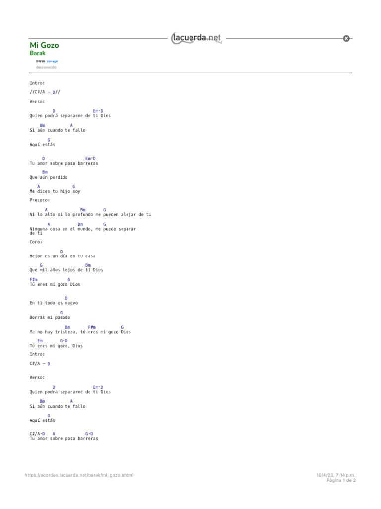 Mi Gozo Barak Acordes Pdf