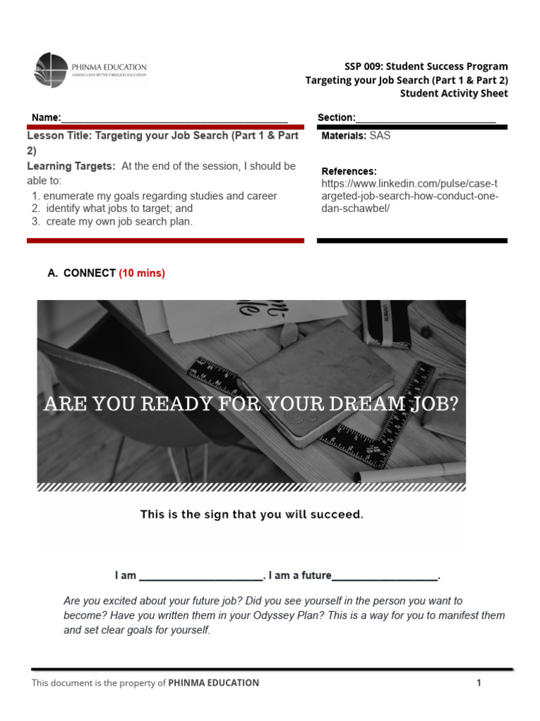 SSP 009 - Targeting Your Job Search (Part 1&2) | PDF