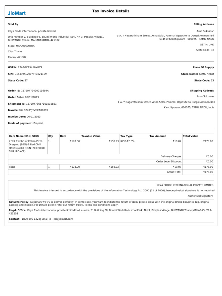 Keya Foods Invoice for Pizza Combo Order | PDF | Economies | Government ...