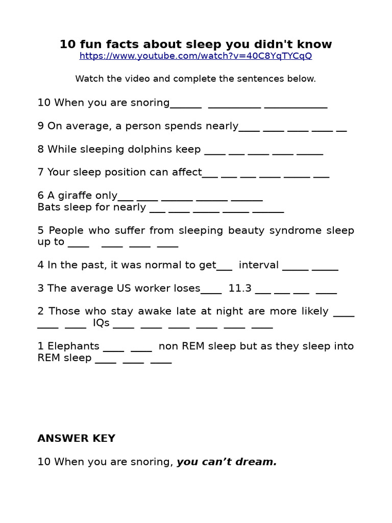 10 Fun Facts About Sleep You Didn't Know | PDF