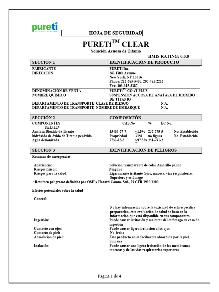 Spanish Clear PLUS MSDS PDF | PDF