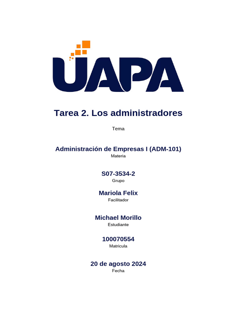 Tarea 2. Los Administradores | PDF