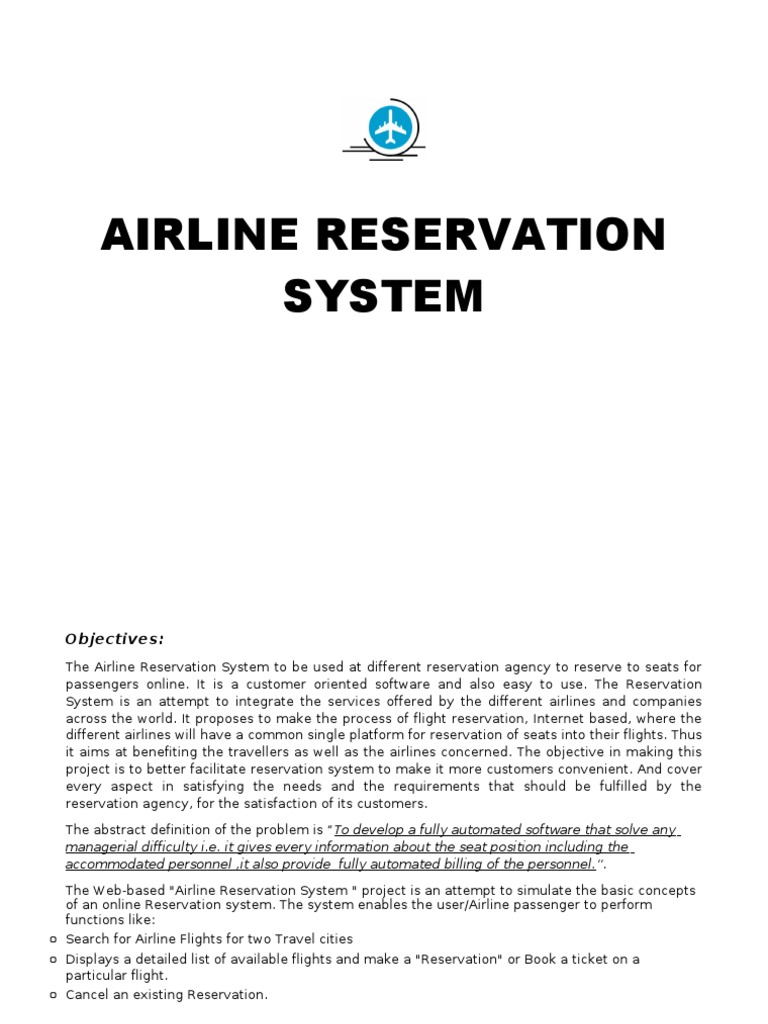 Online Airline Reservation System Overview | PDF | Airlines | Customer ...