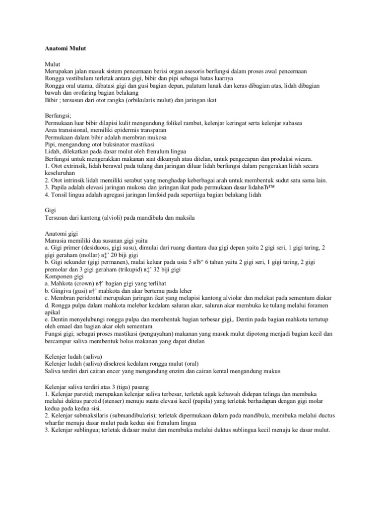 Anatomi Mulut Anatomi Mulut