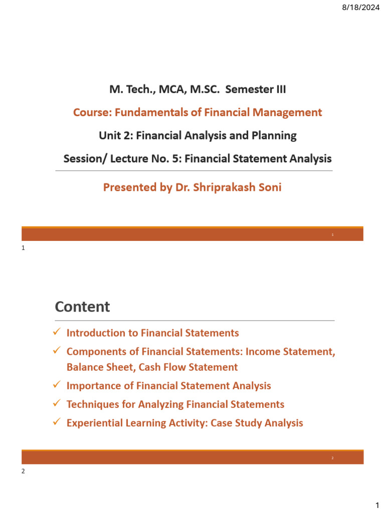 Session Lecture No. 5 - Financial Management | PDF