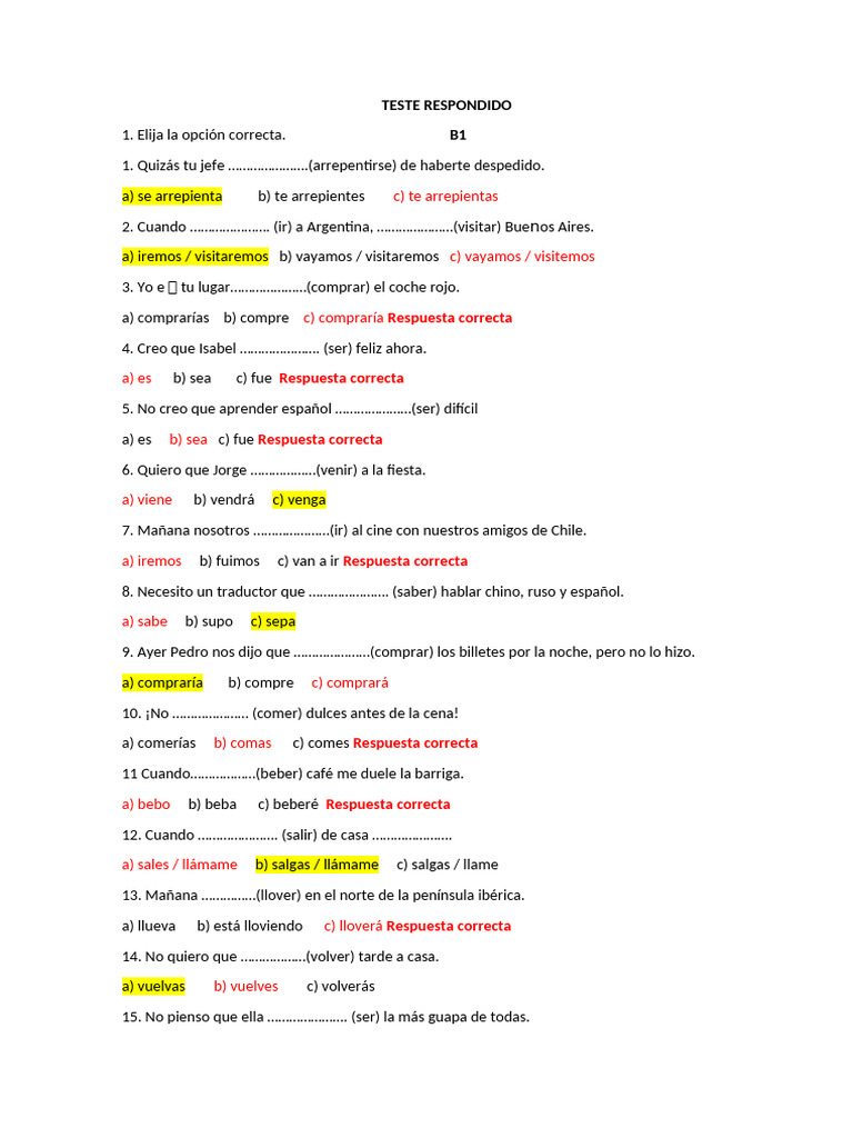 B 1 e B2 TEST RESPONDIDO - Teste Aluno | PDF