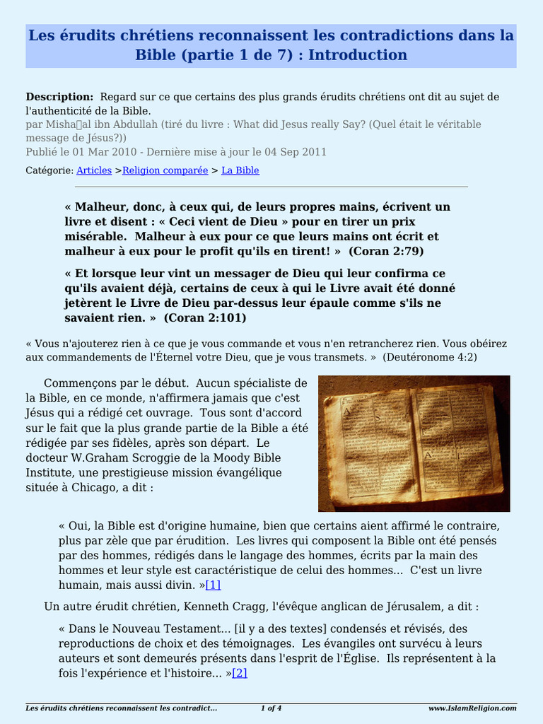 Christian Scholars Recognize Contradictions in The Bible Part 1 of 7 ...