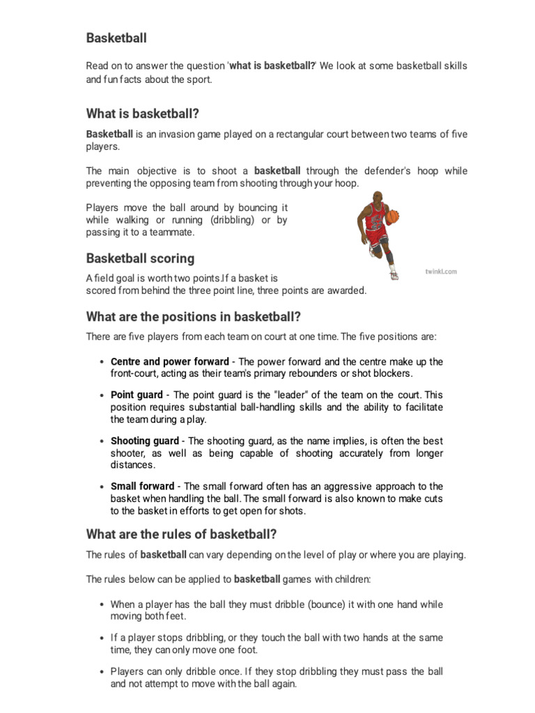 What Is Basketball - Basketball Skills - Basketball Facts | PDF