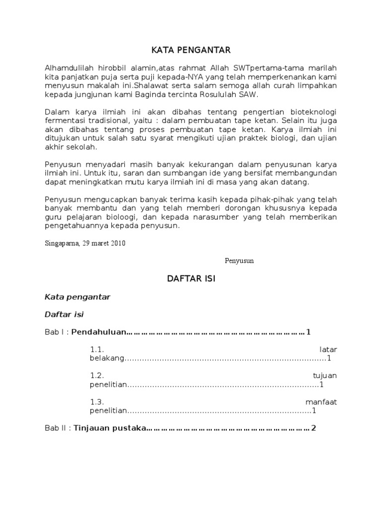 Contoh Laporan Karya Ilmiah Biologi - Seputar Laporan