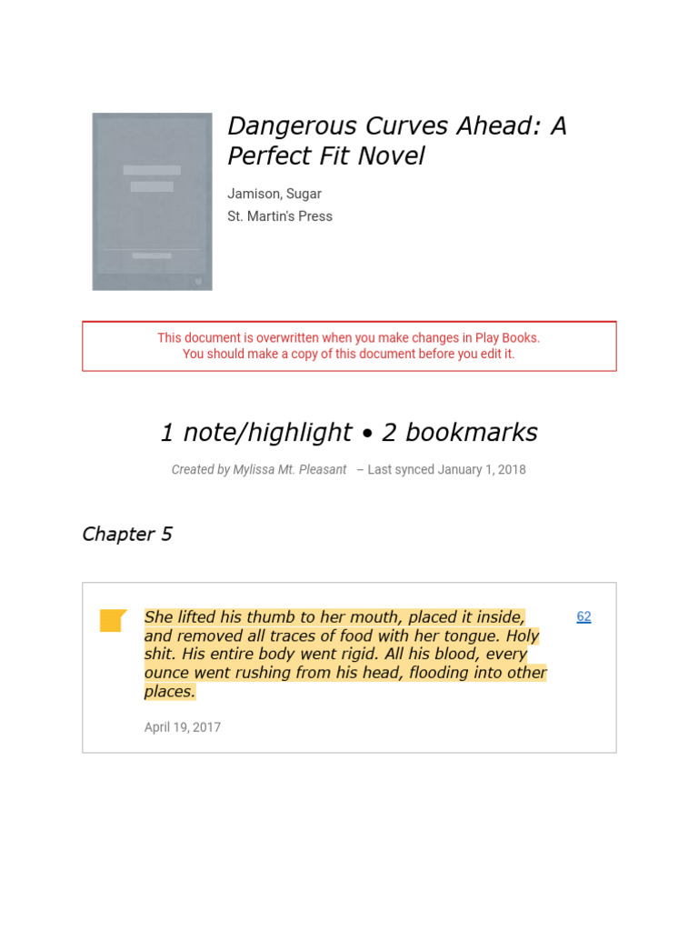 Notes From - Dangerous Curves Ahead - A Perfect Fit Novel | PDF