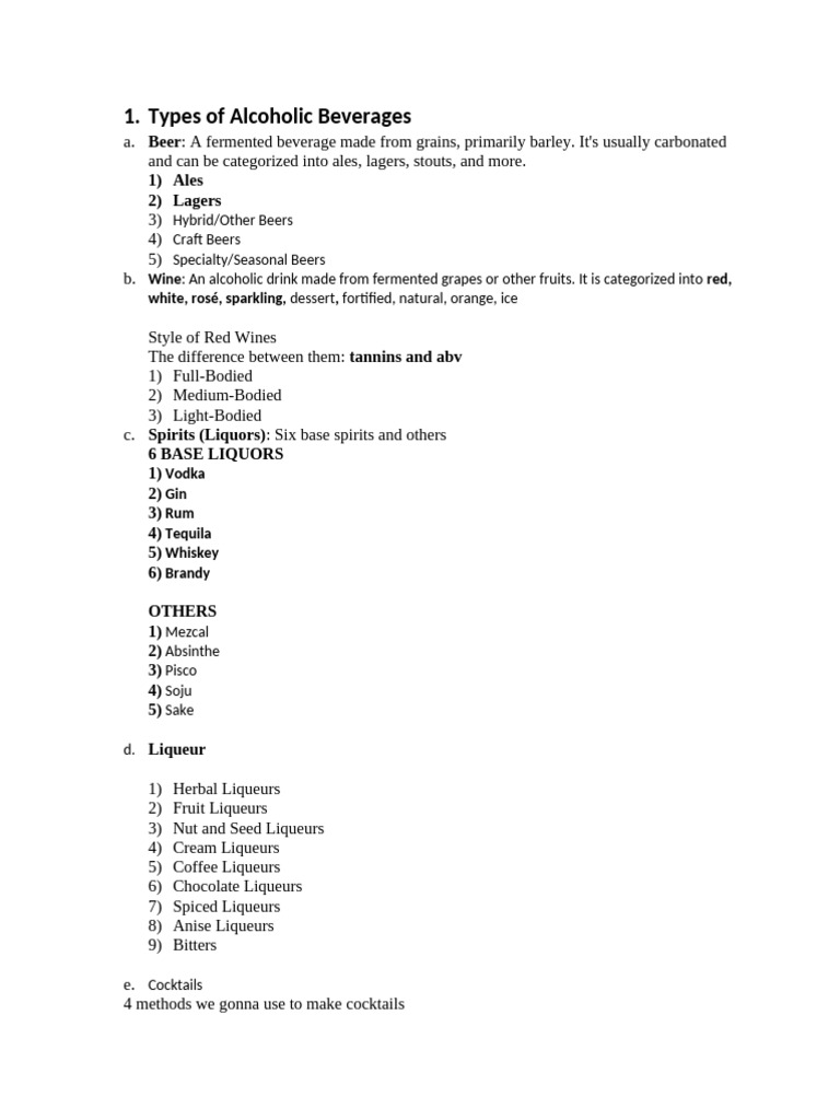Basic Alcoholic Beverages Knowledge | PDF