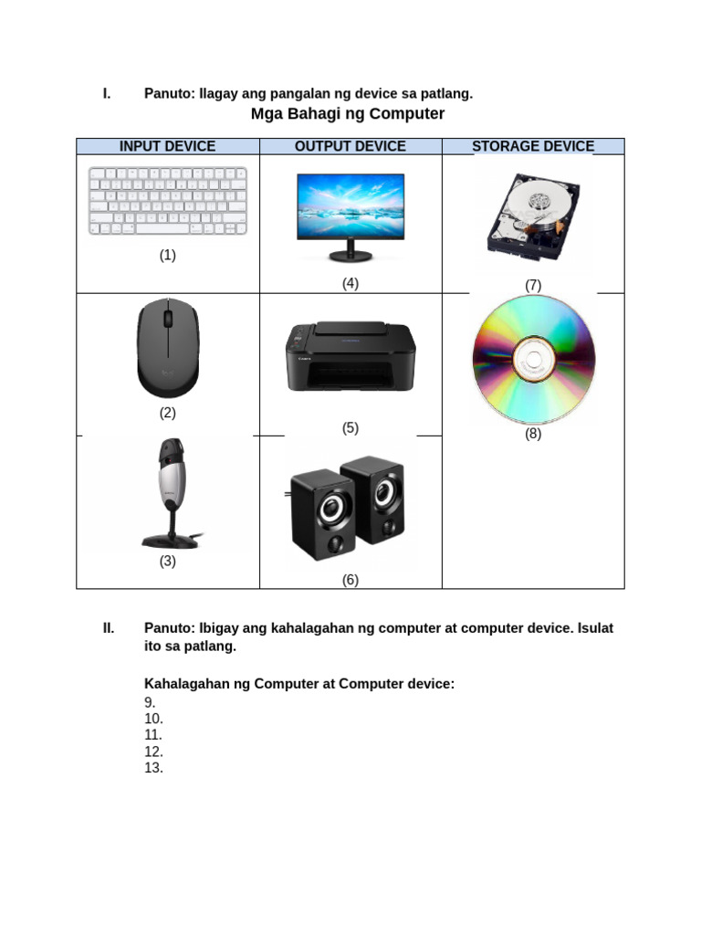 Mga Bahagi ng Computer para sa Baitang 4 | PDF | Computer Science | Art