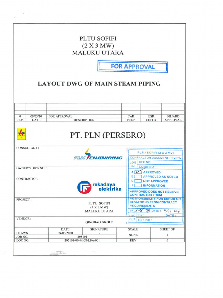 205101-00-M-08-LBA-001 (R0) - Layout DWG of Main Steam Piping - A | PDF
