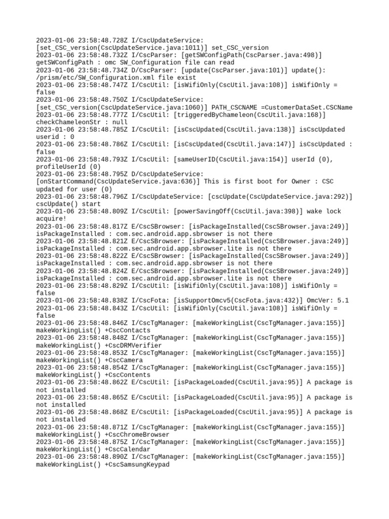 CSC Update Log | PDF