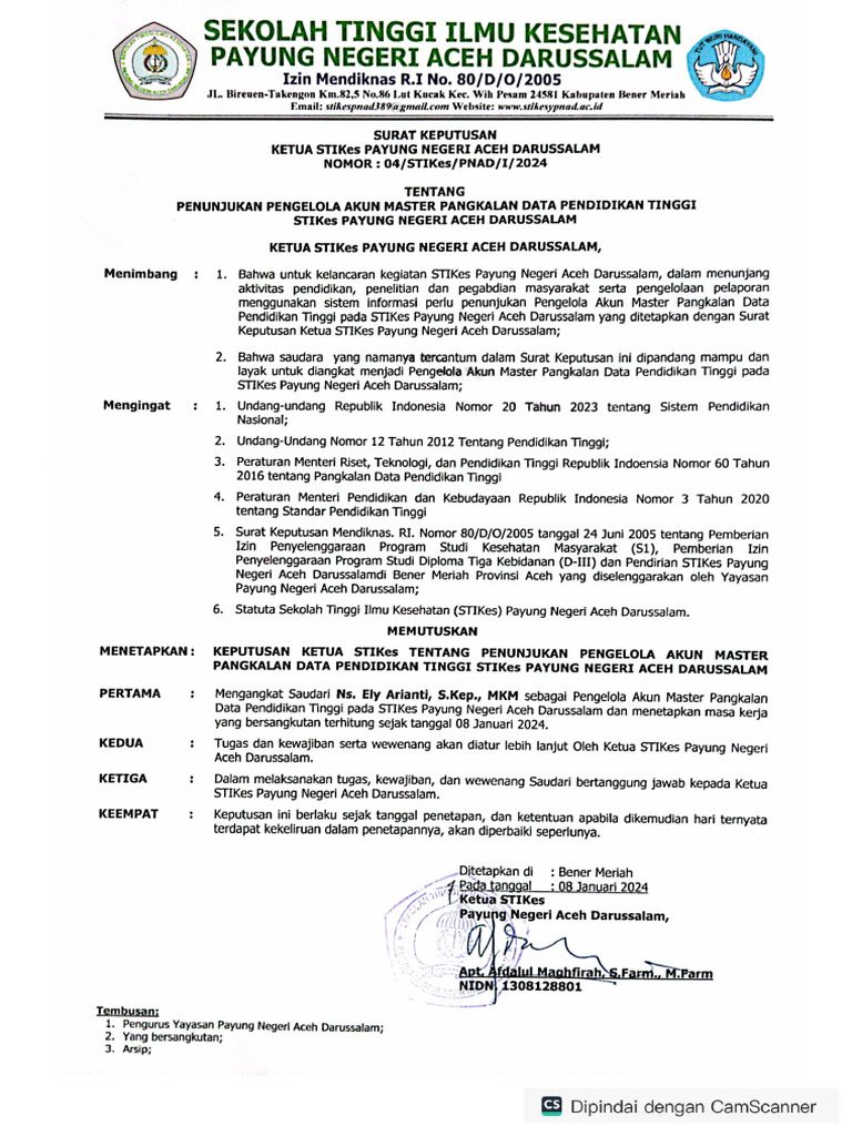 SK Pengelola Akun Master Pddikti Pnad 2024 PDF