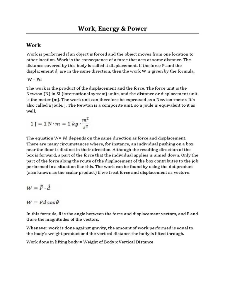 Work Energy and Power | PDF