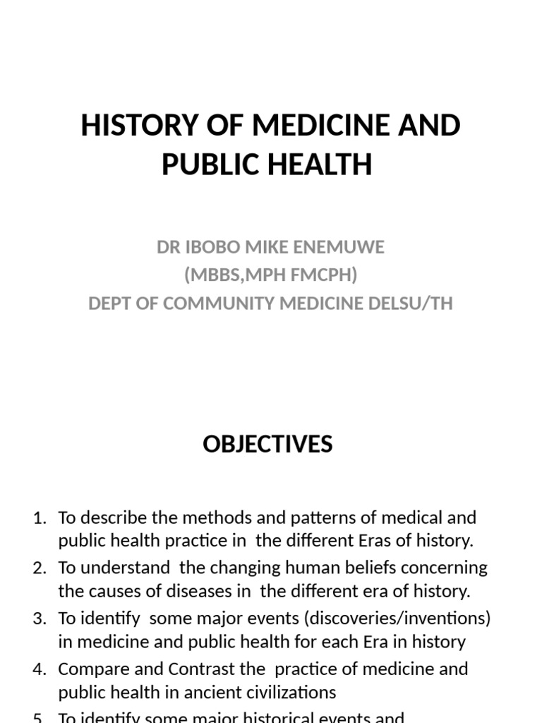 History of Medicine and Public Health - Medical Students - Revised | PDF