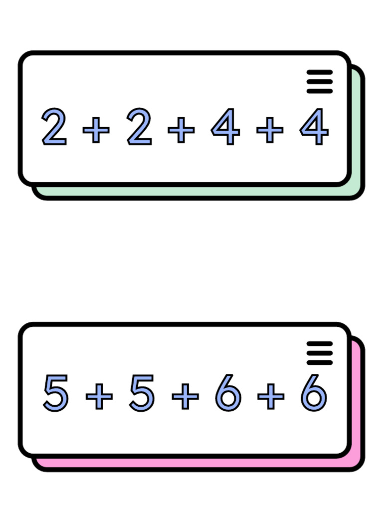 Colorful Number Doubles Mathematics Flashcards | PDF