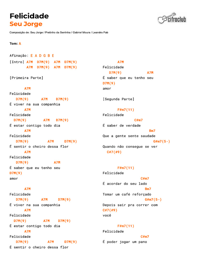 Felicidade Seu Jorge | PDF