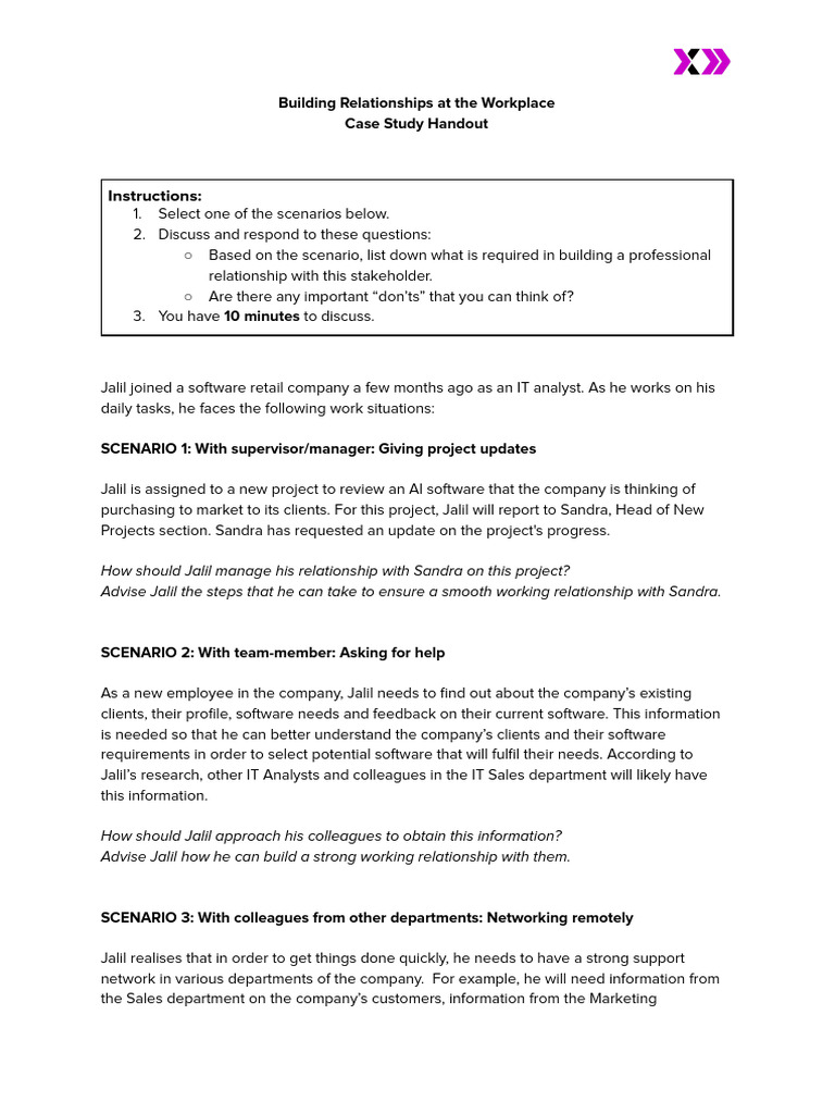 CST-12 - Building Relationships Case Study Handout - VF | PDF