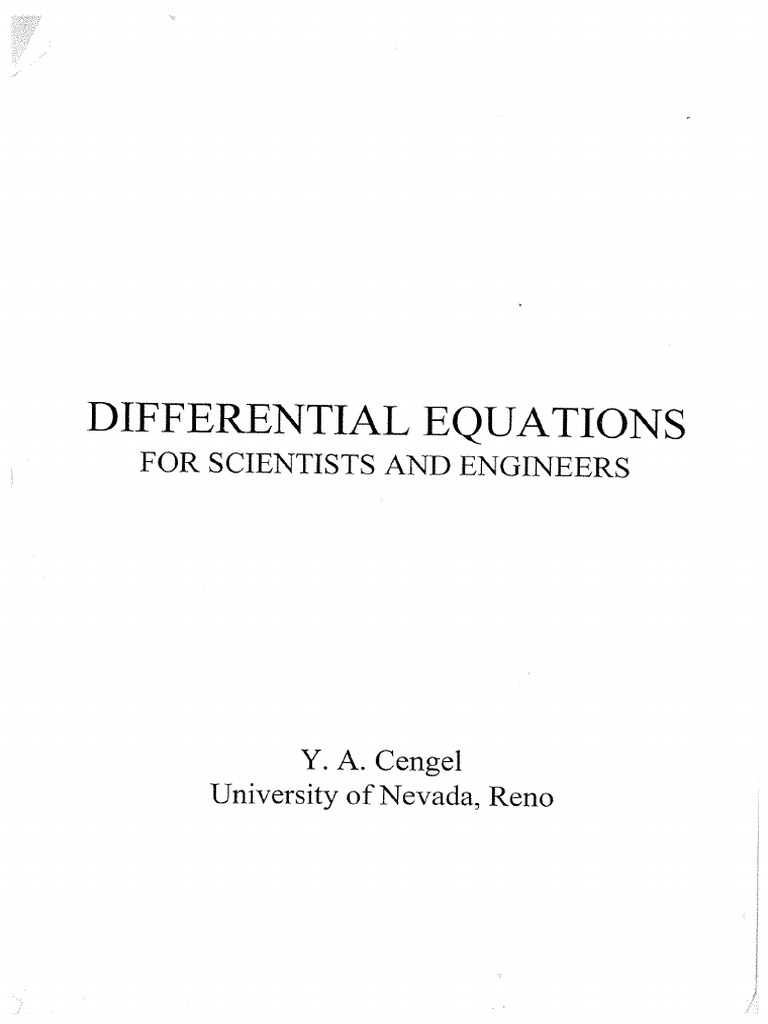 Page 1 Differential Equations For Scientists and Engineers Y. A. Cengel ...