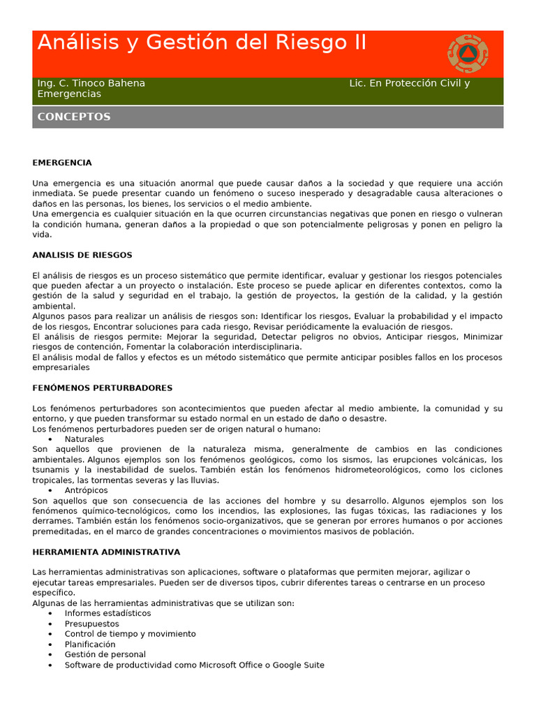 Análisis de Riesgos y Emergencias | PDF | Defensa Civil | Riesgo
