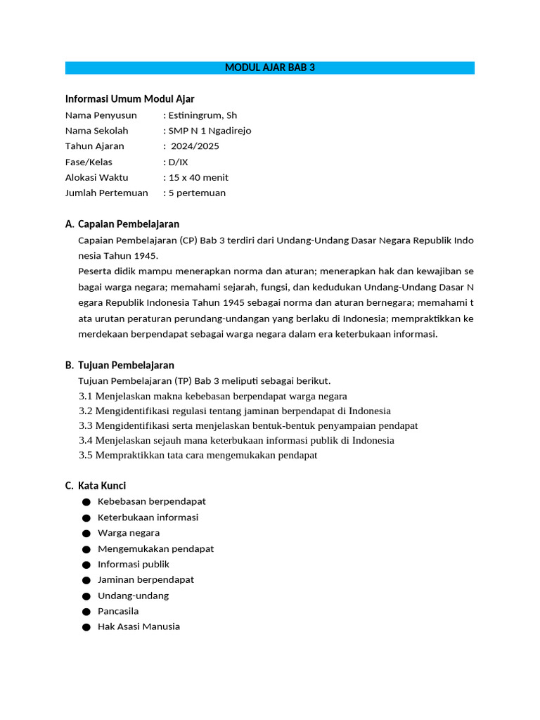 Modul Ajar Bab 3 | PDF