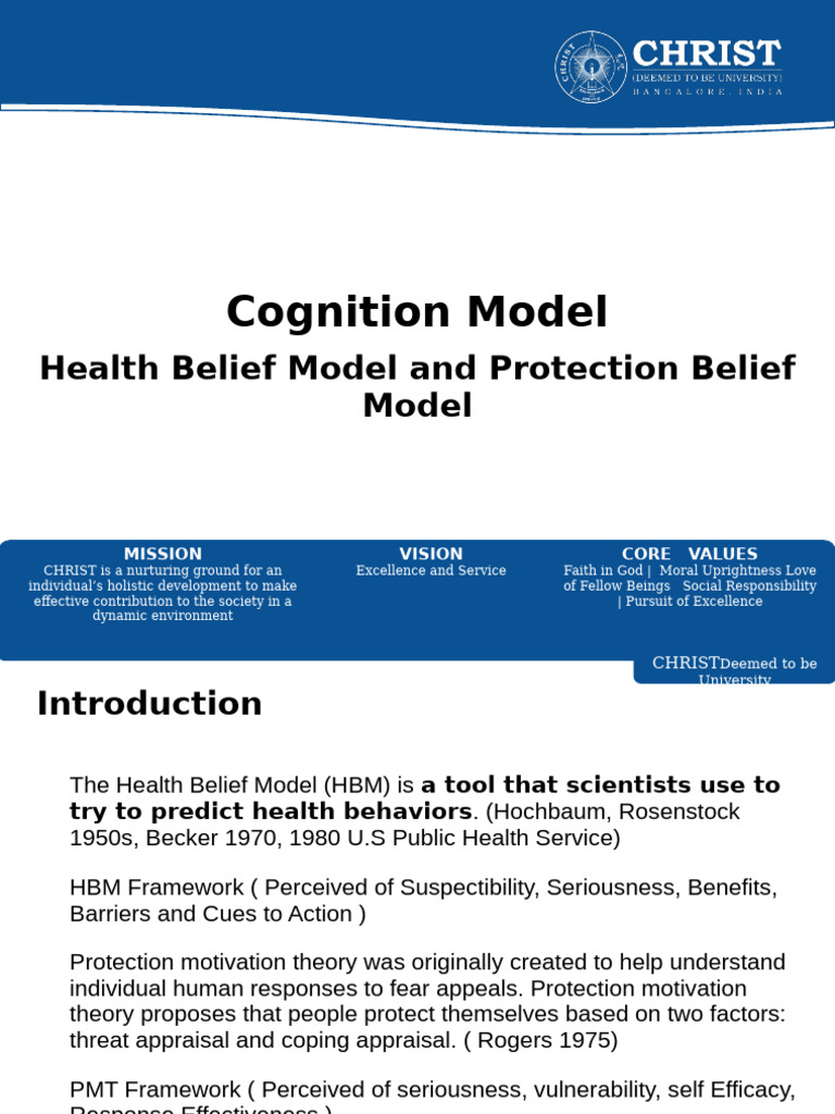 Health Belief and Protection Motivational Model | PDF