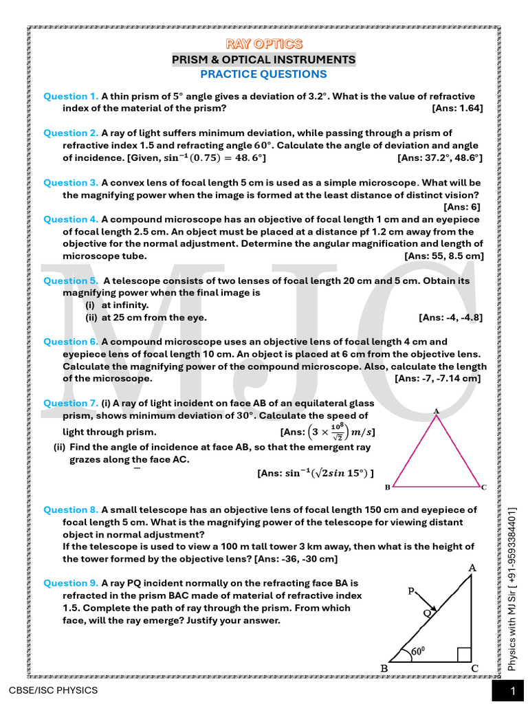 Prism Practice Questions | PDF