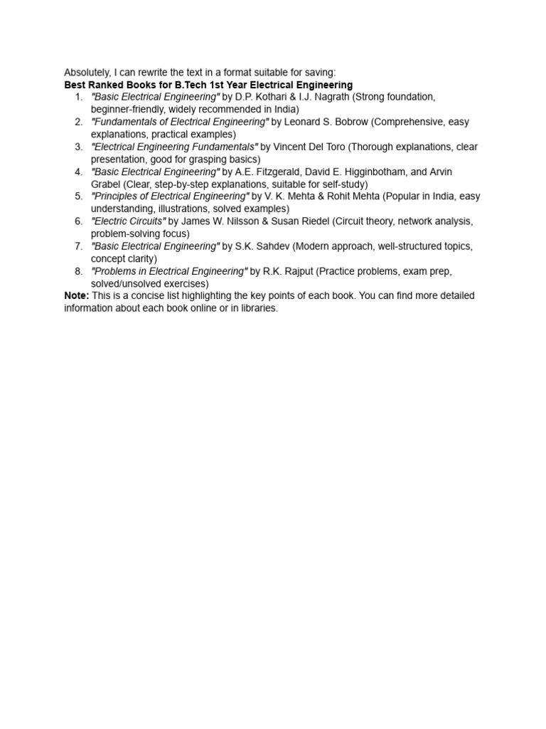 Here are some of the best ranked books for b tech pdf