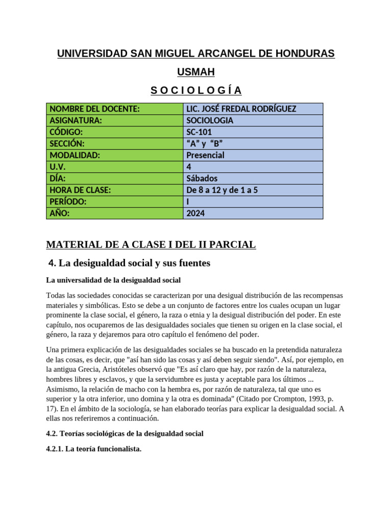 IV CLASE - II PARCIAL-La Desigualdad Social y Sus Fuentes | PDF